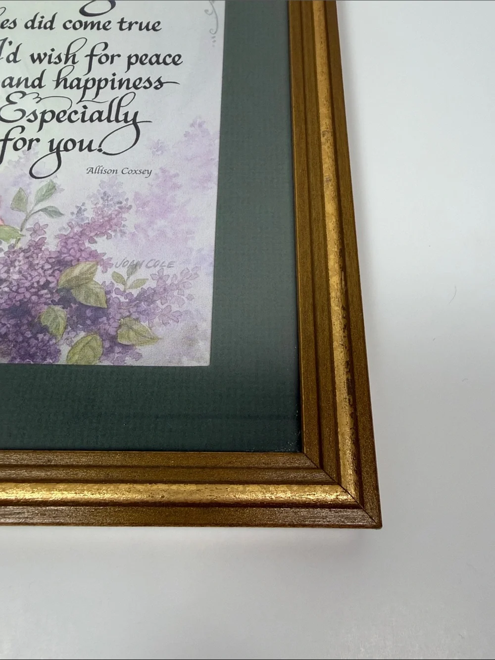 Vintage Framed Inspirational Butterfly Floral Wall Art Gold Frame Made in USA